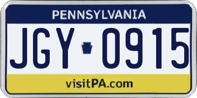 PA license plate JGY0915