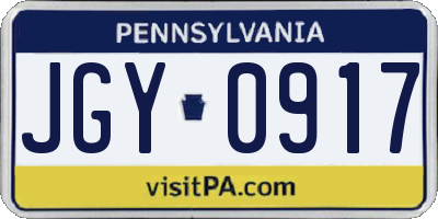 PA license plate JGY0917