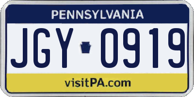 PA license plate JGY0919