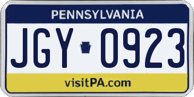 PA license plate JGY0923