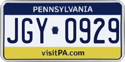 PA license plate JGY0929
