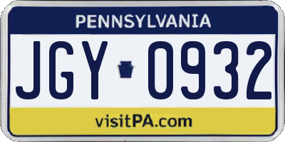 PA license plate JGY0932
