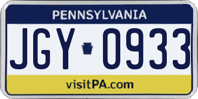PA license plate JGY0933