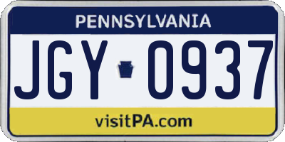 PA license plate JGY0937