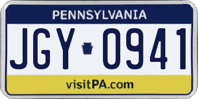PA license plate JGY0941