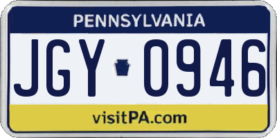 PA license plate JGY0946