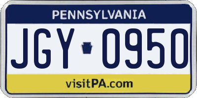 PA license plate JGY0950