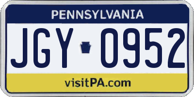PA license plate JGY0952