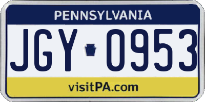 PA license plate JGY0953
