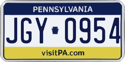 PA license plate JGY0954