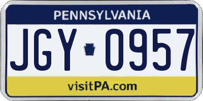 PA license plate JGY0957