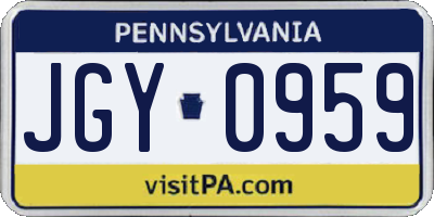 PA license plate JGY0959