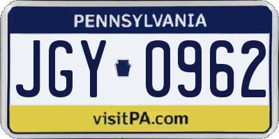 PA license plate JGY0962