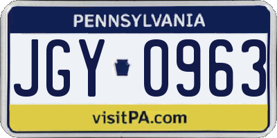 PA license plate JGY0963