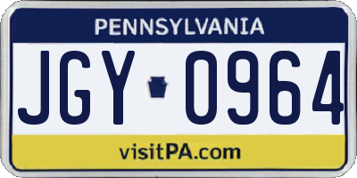 PA license plate JGY0964