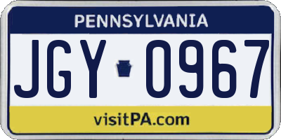 PA license plate JGY0967