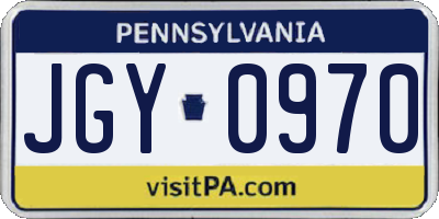 PA license plate JGY0970