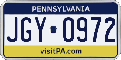 PA license plate JGY0972