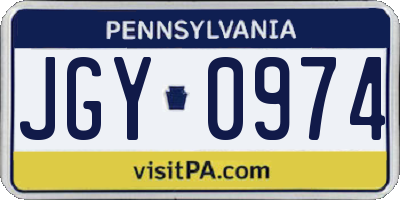 PA license plate JGY0974