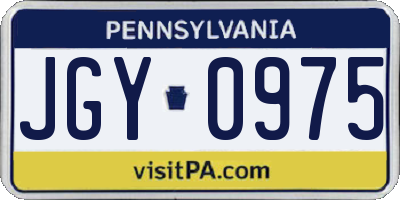 PA license plate JGY0975