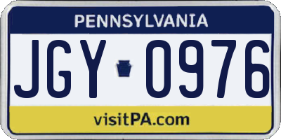 PA license plate JGY0976