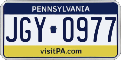PA license plate JGY0977
