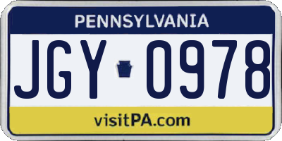 PA license plate JGY0978