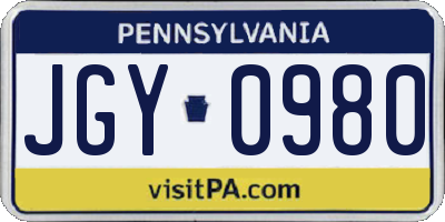 PA license plate JGY0980