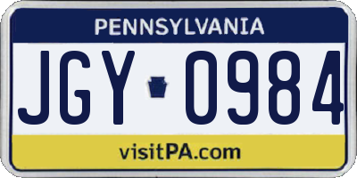 PA license plate JGY0984
