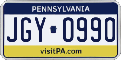 PA license plate JGY0990