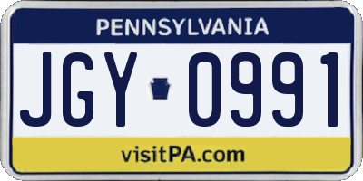 PA license plate JGY0991
