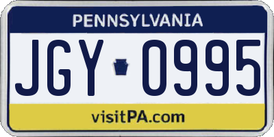PA license plate JGY0995