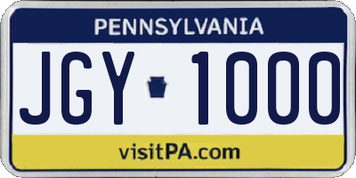 PA license plate JGY1000