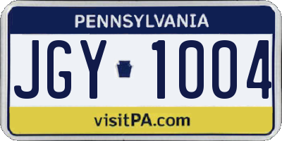 PA license plate JGY1004