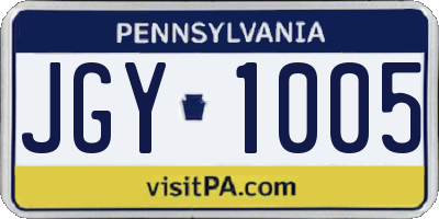PA license plate JGY1005