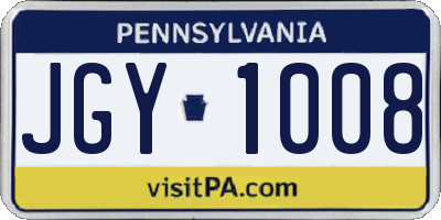 PA license plate JGY1008