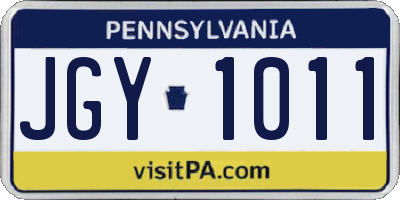 PA license plate JGY1011