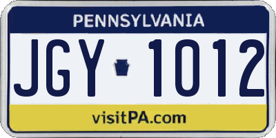 PA license plate JGY1012