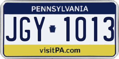PA license plate JGY1013