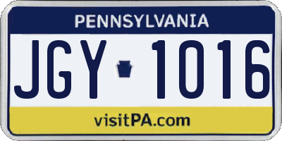 PA license plate JGY1016