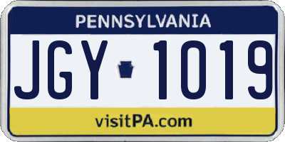 PA license plate JGY1019