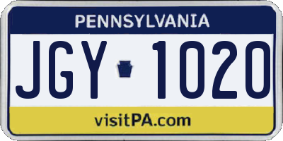 PA license plate JGY1020