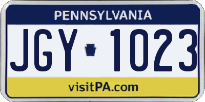 PA license plate JGY1023