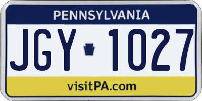 PA license plate JGY1027