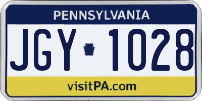 PA license plate JGY1028
