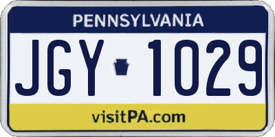 PA license plate JGY1029
