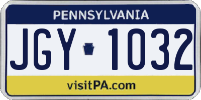 PA license plate JGY1032