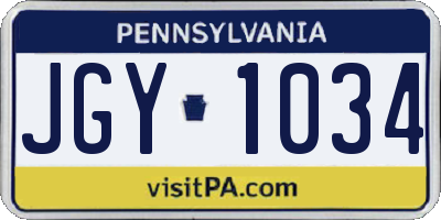 PA license plate JGY1034