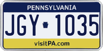 PA license plate JGY1035