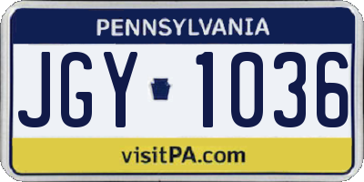 PA license plate JGY1036